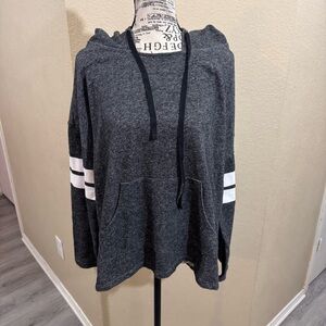 Just Be Gray and White Hooded Cardigan‎ Sweater
